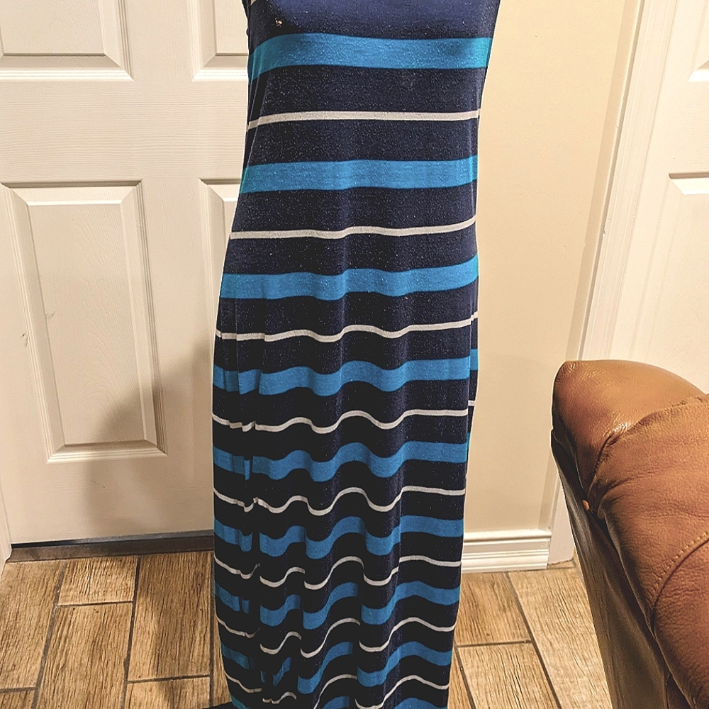 This is a maxi blue stripe dress